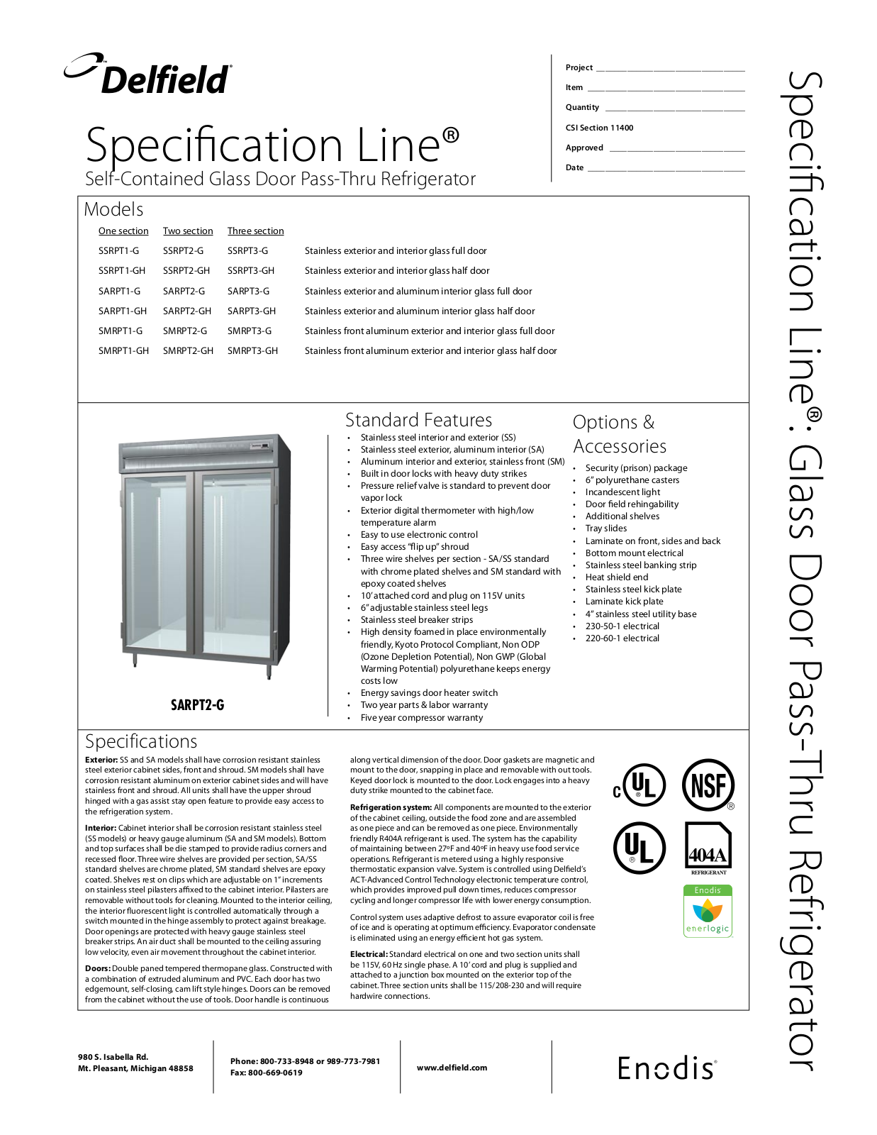 Delfield SMRPT-GH, SSRPT, SMRPT-G, SARPT User Manual