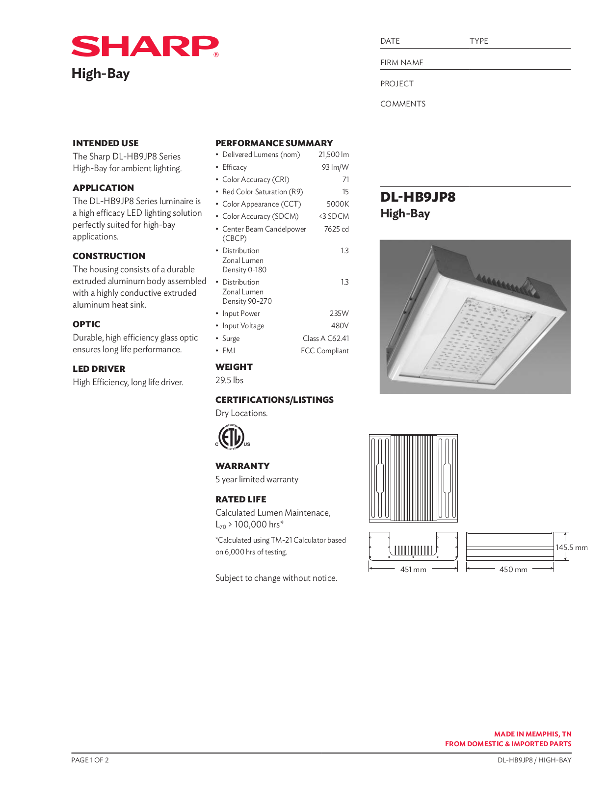 Sharp DL-HB9JP8 User Manual