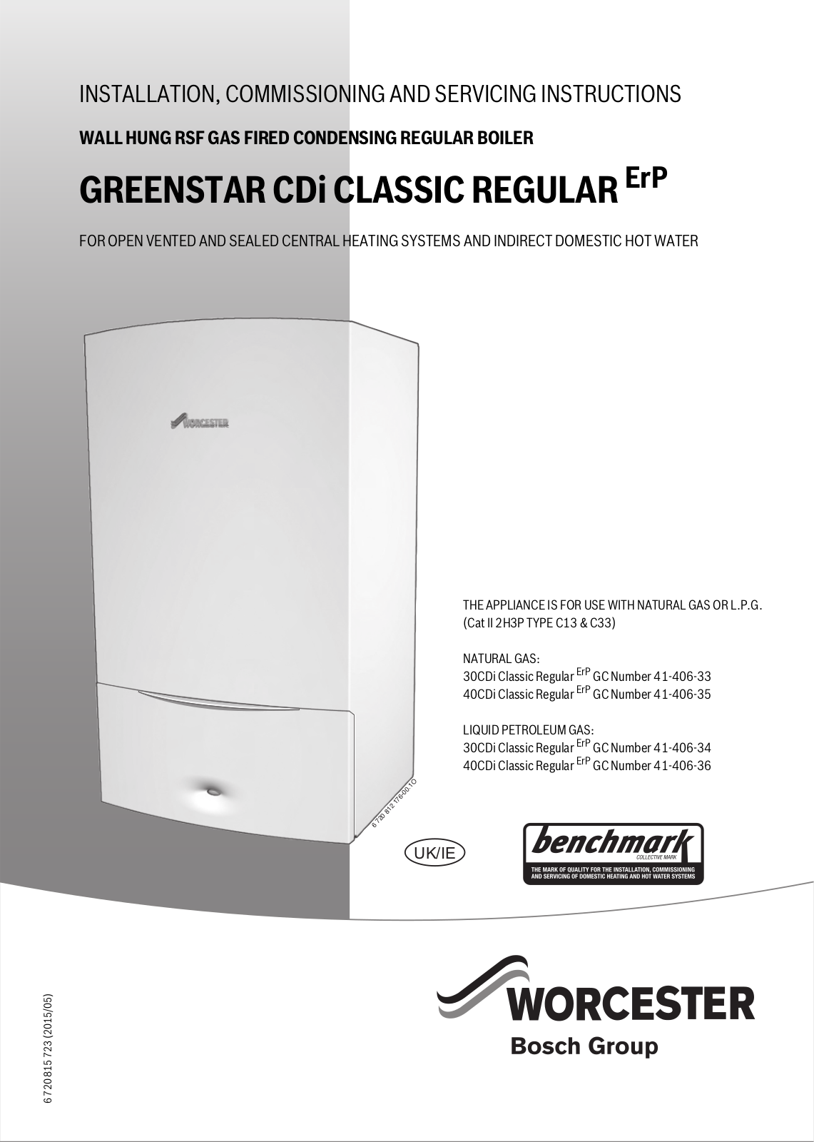 worcester Greenstar ErP Classic Regular 30 CDI, Greenstar ErP Classic Regular 30 CDI LPG, Greenstar ErP Classic Regular 40 CDI, Greenstar ErP Classic Regular 40 CDI LPG User guide