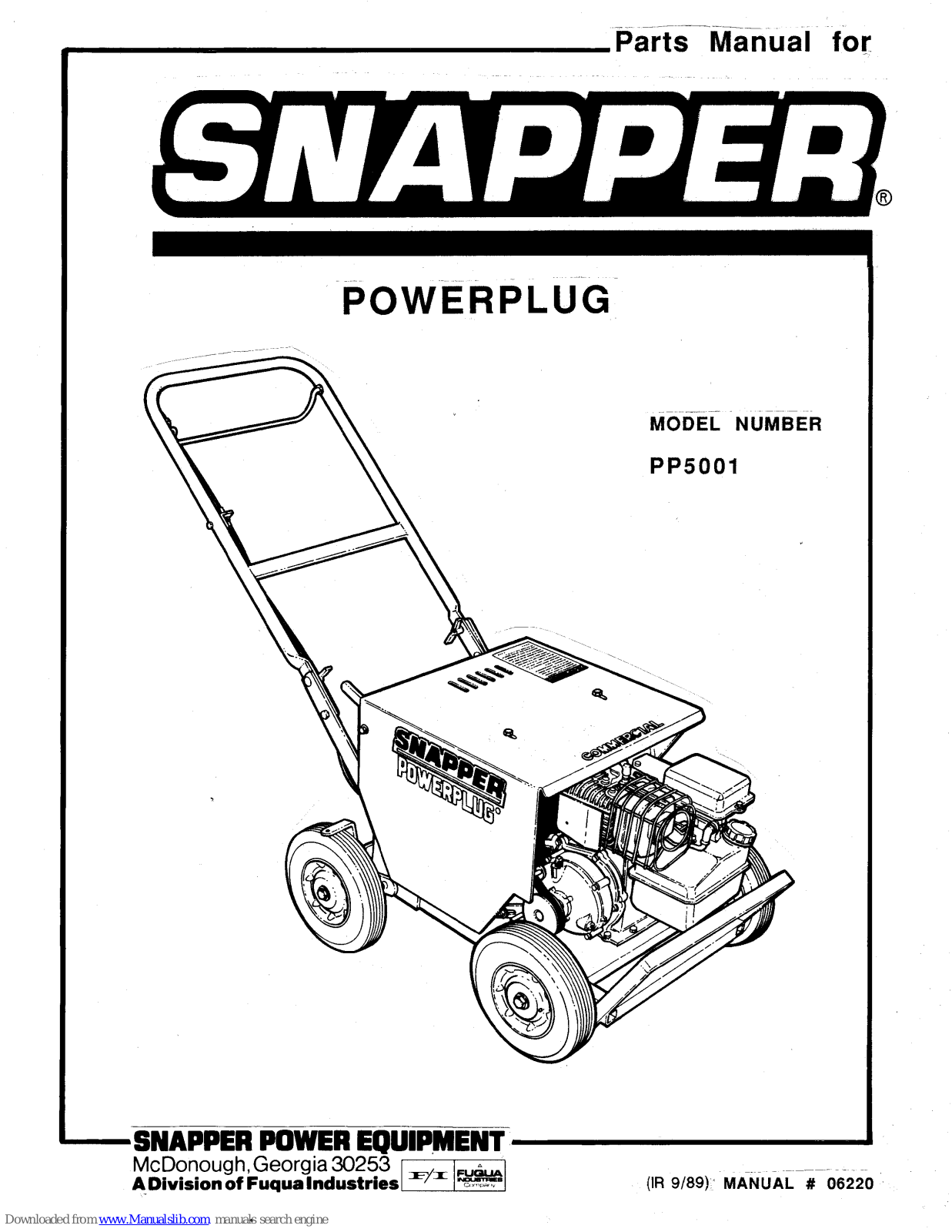 Snapper PowerPlug PP5001 Parts Manual