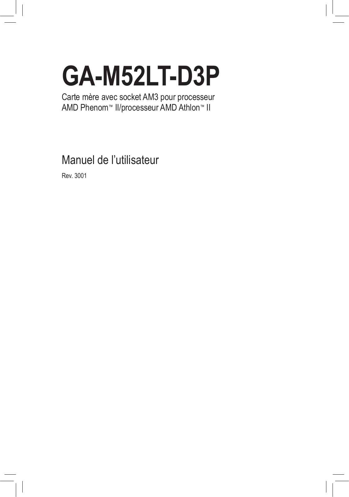 GIGABYTE GA-M52LT-D3P User Manual