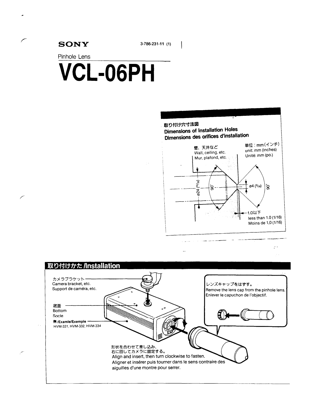 Sony VCL-06PH User Manual