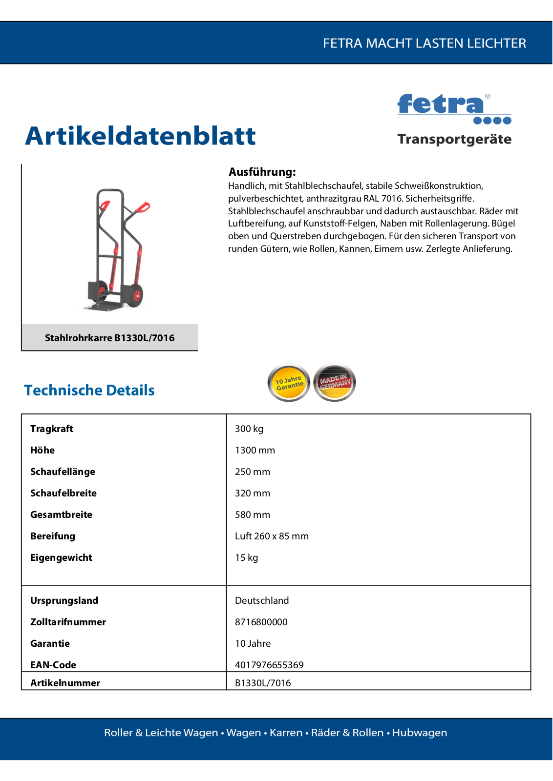 fetra B1330L-7016 User Manual