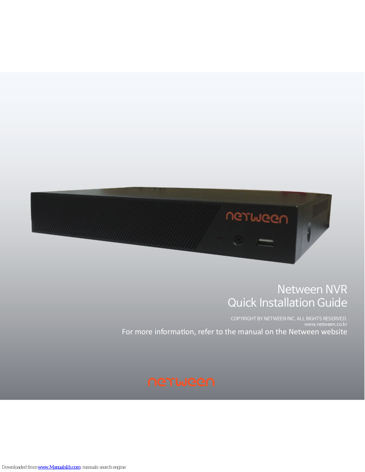 NETWEEN NVR Quick Installation Manual - ManualMachine.com
