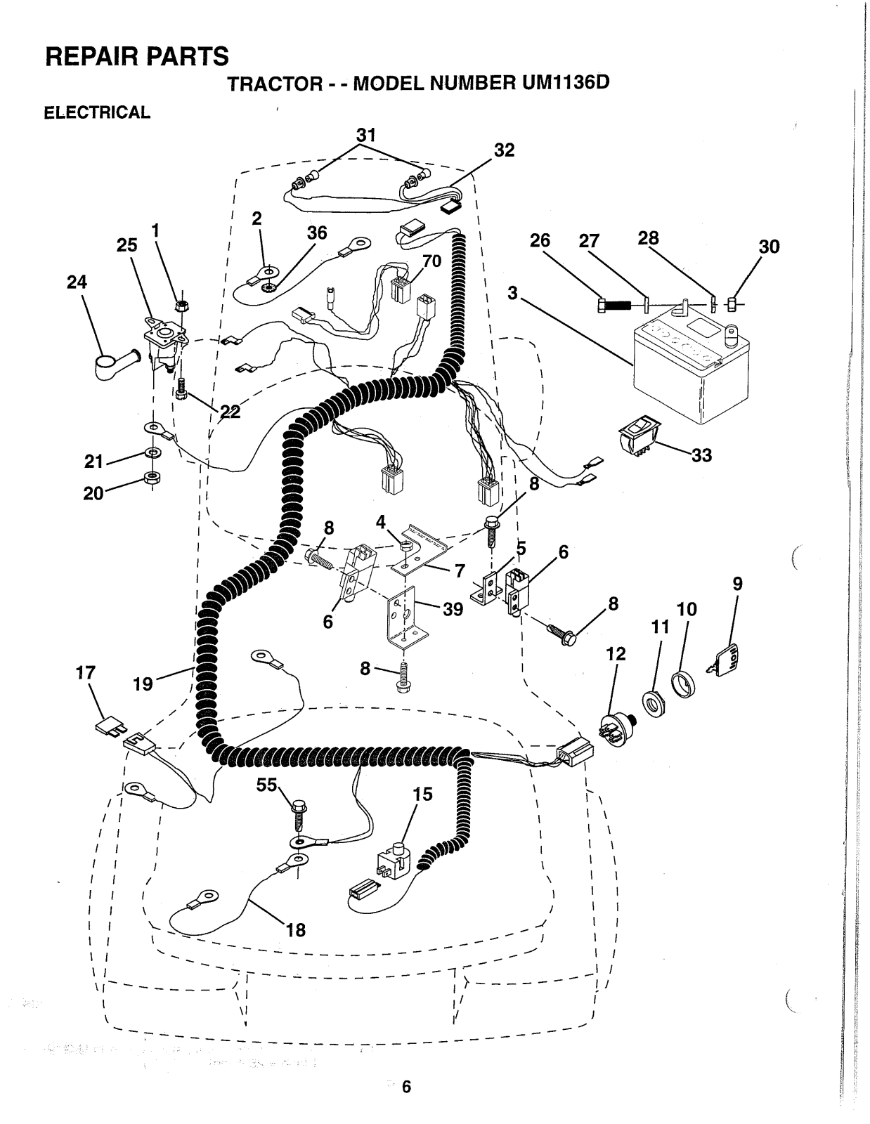 AYP UM1136D Parts List