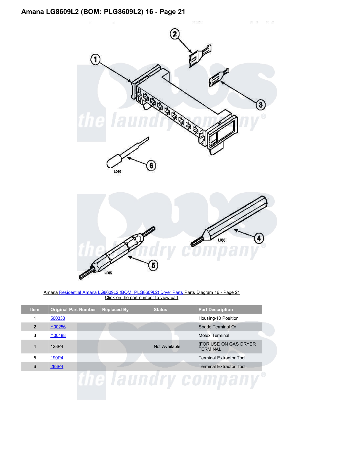 Amana LG8609L2 Parts Diagram