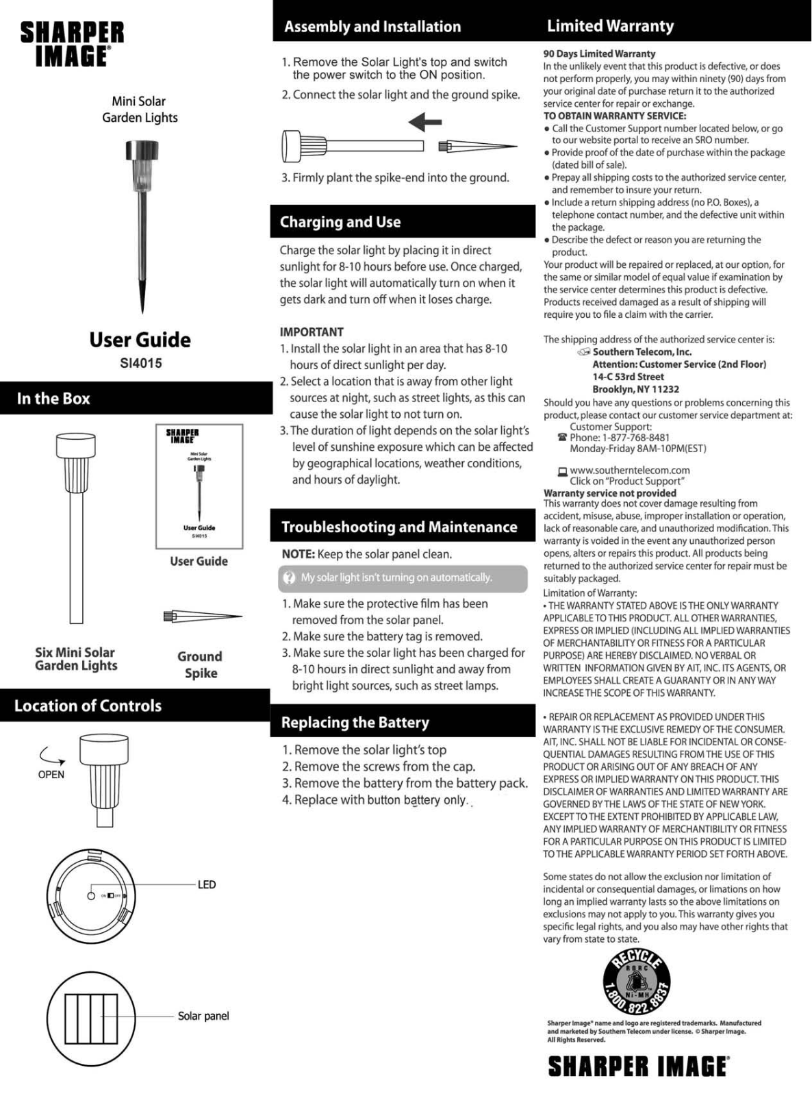 Sharper image SI4015 User Manual