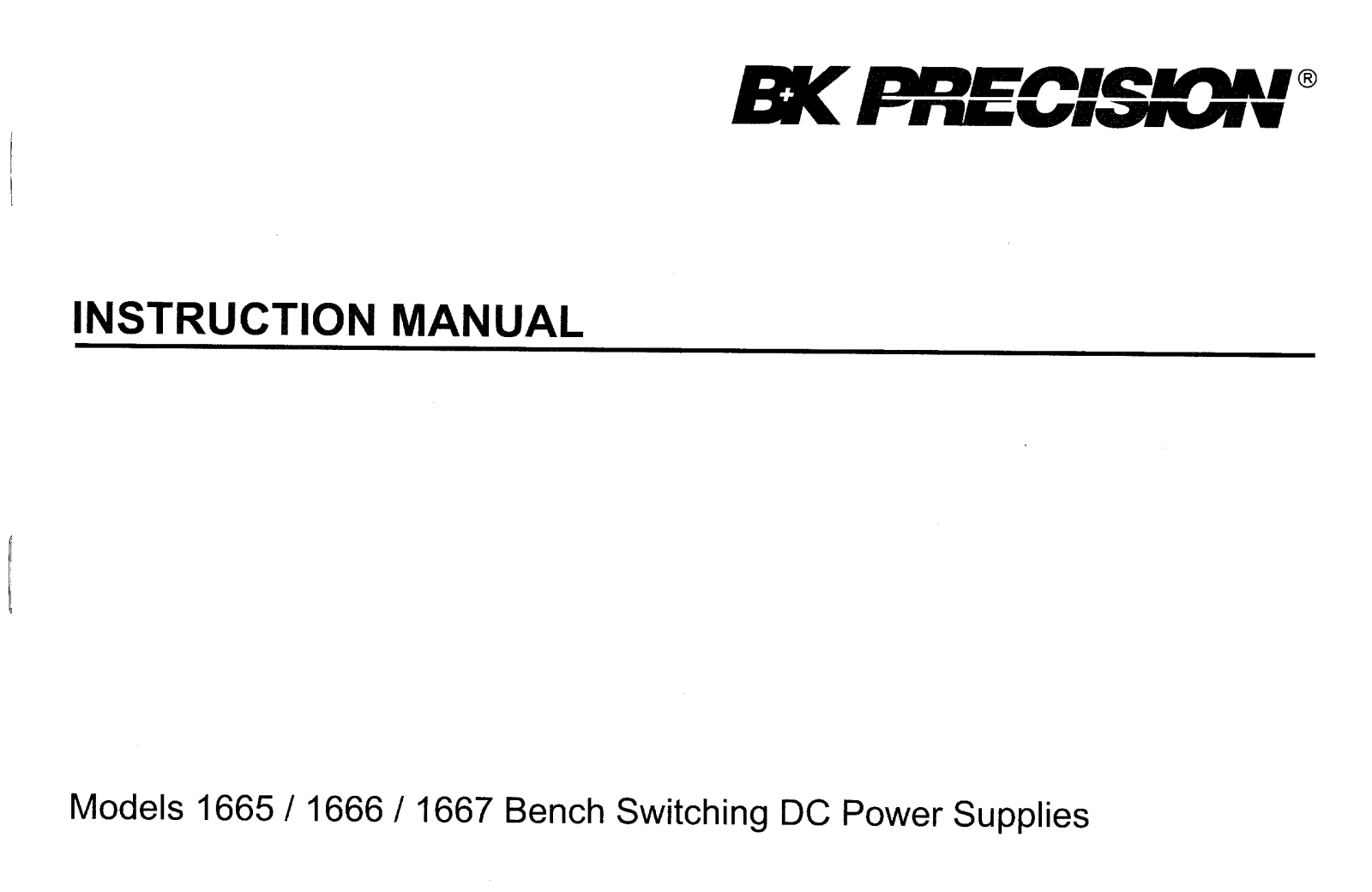 BK Precision 1666 User Manual