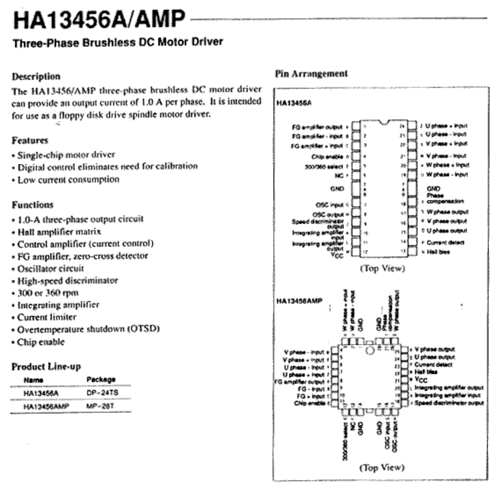 HIT HA13456AMP, HA13456A Datasheet