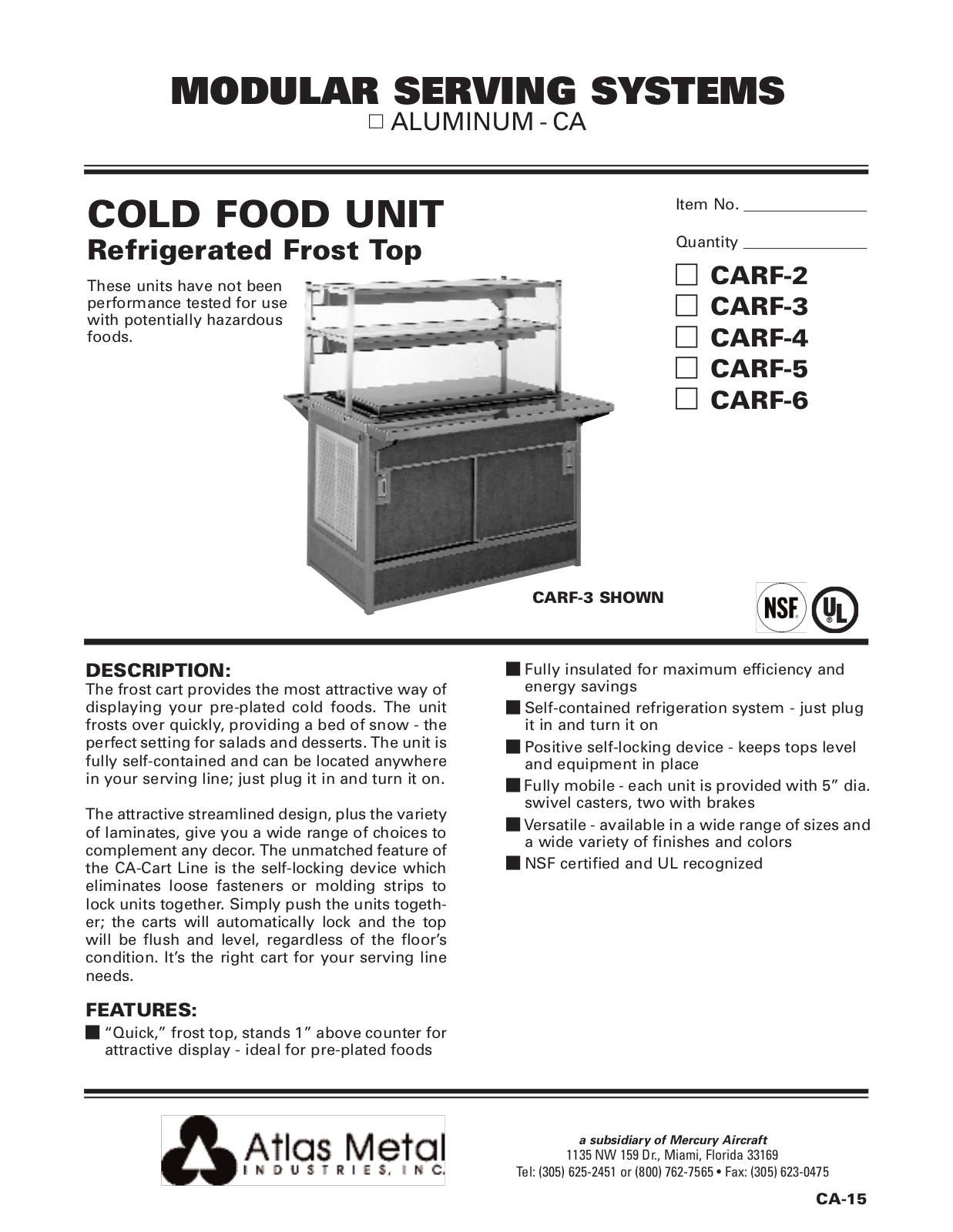 Atlas Metal CARF-5 User Manual