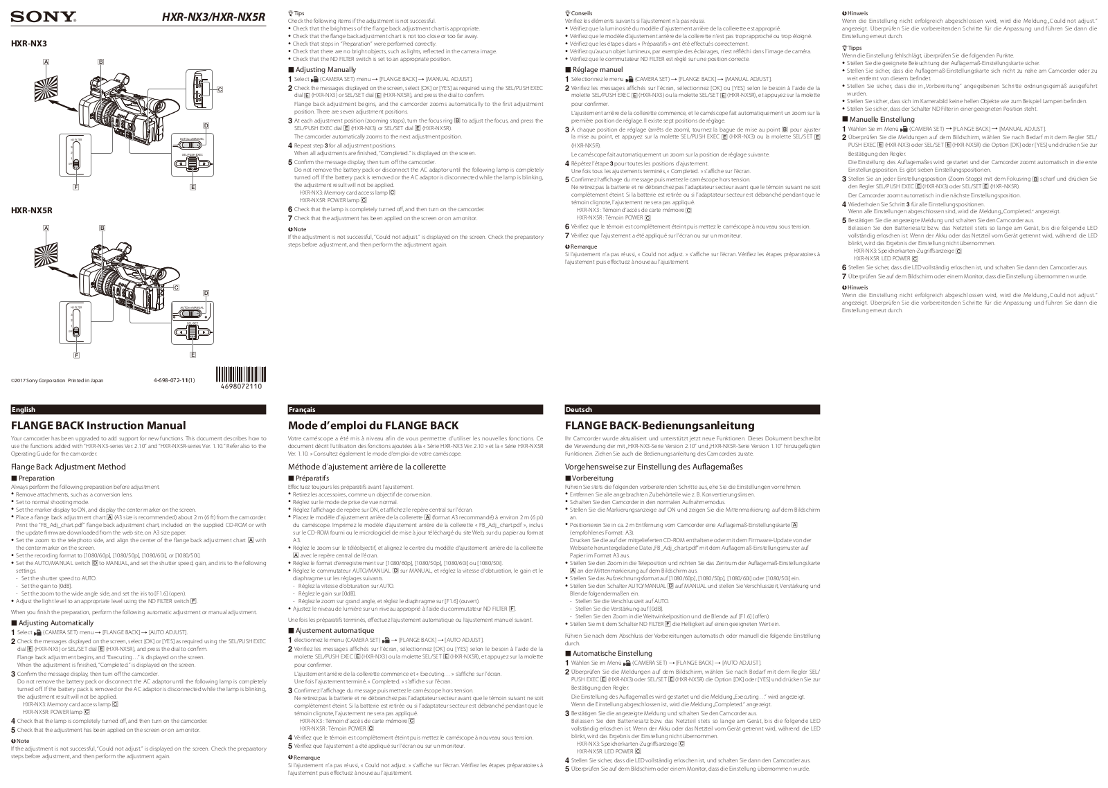 Sony HXR-NX5R Operating Instructions