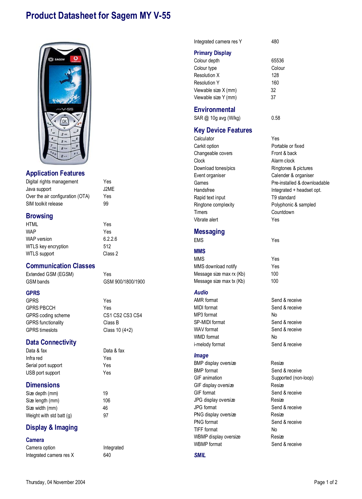 Sagem MY V-55 User Manual