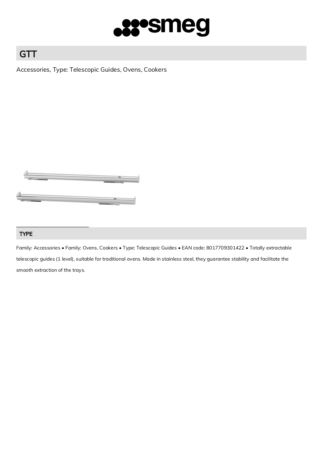 Smeg GTT Technical sheet