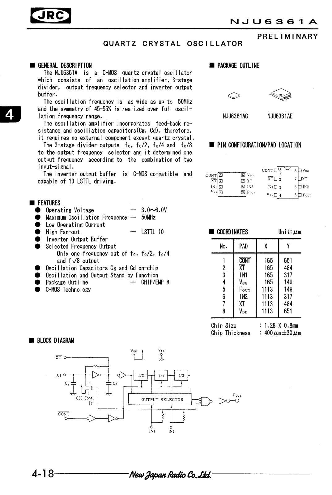 JRC NJU6361AC, NJU6361AE Datasheet