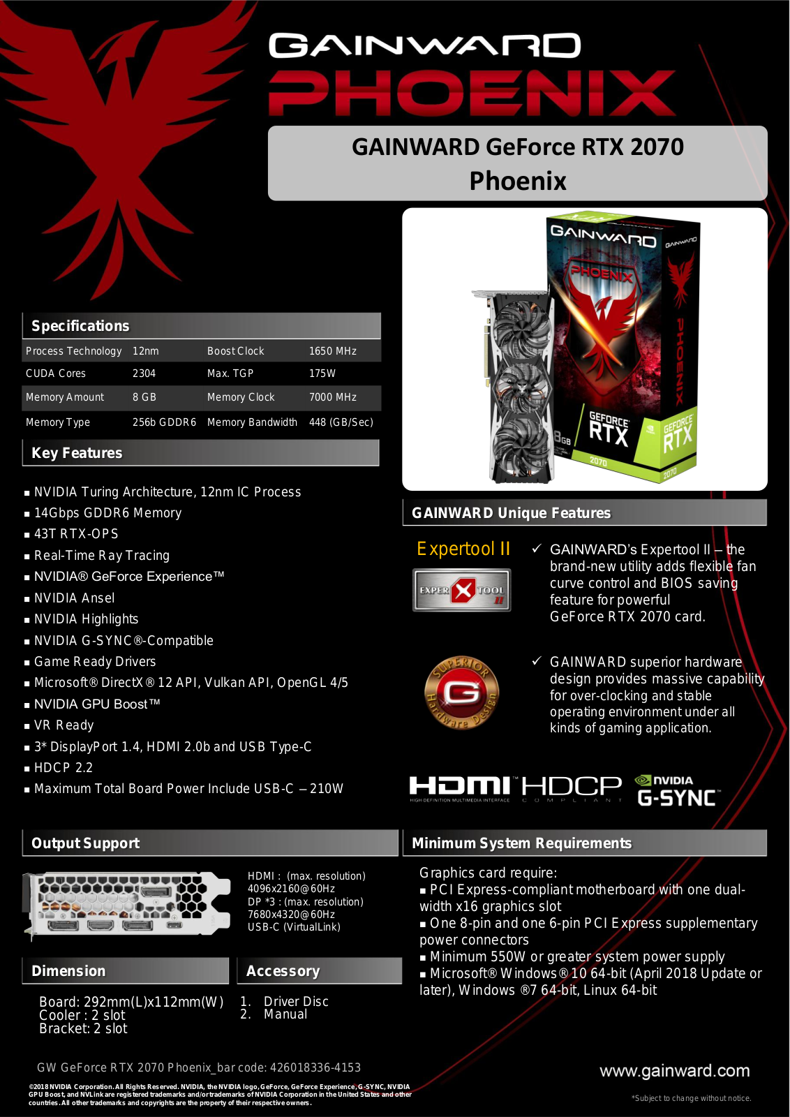 Gainward RTX 2070 Phoenix User Manual