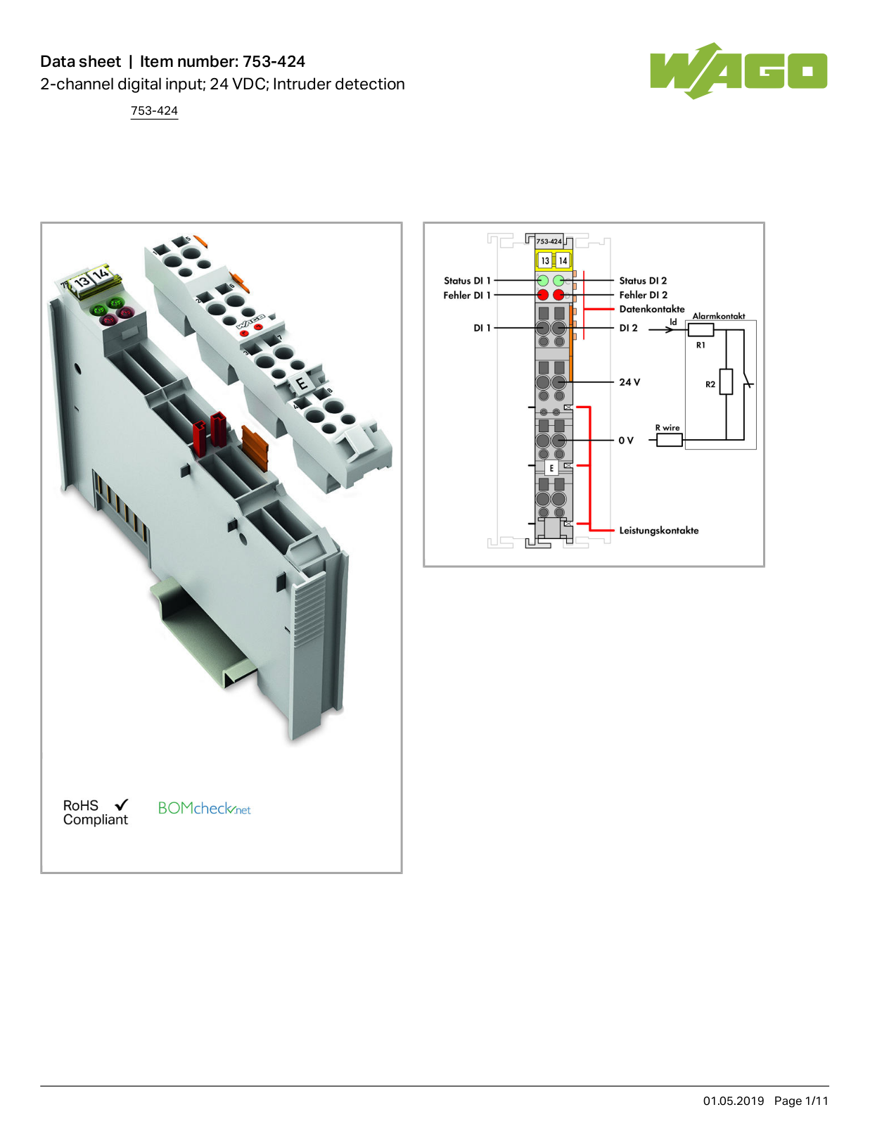 Wago 753-424 Data Sheet