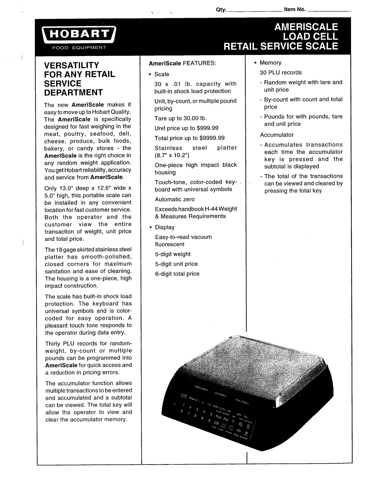 Hobart AMERI3 User Manual