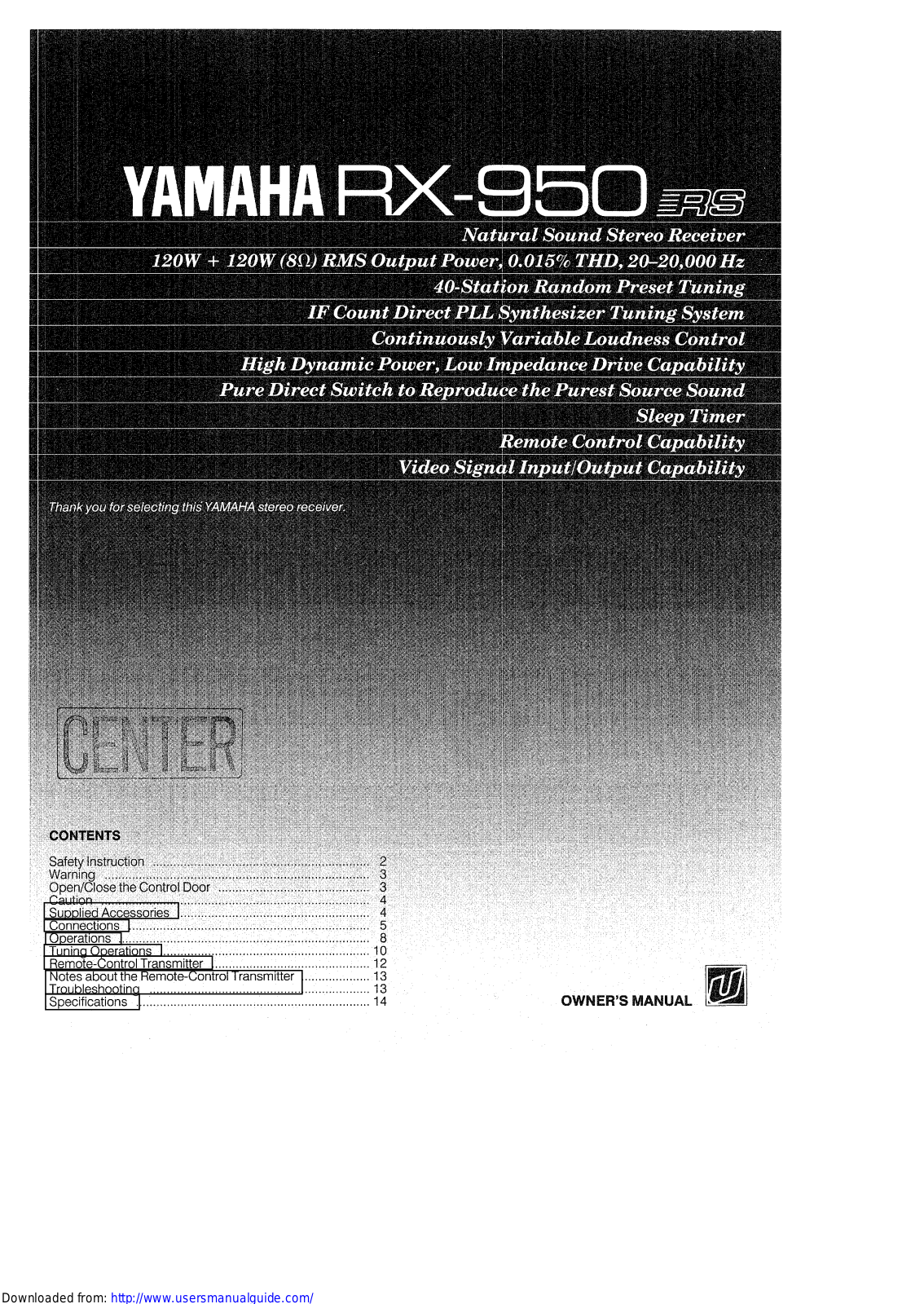 Yamaha Audio RX-950 User Manual