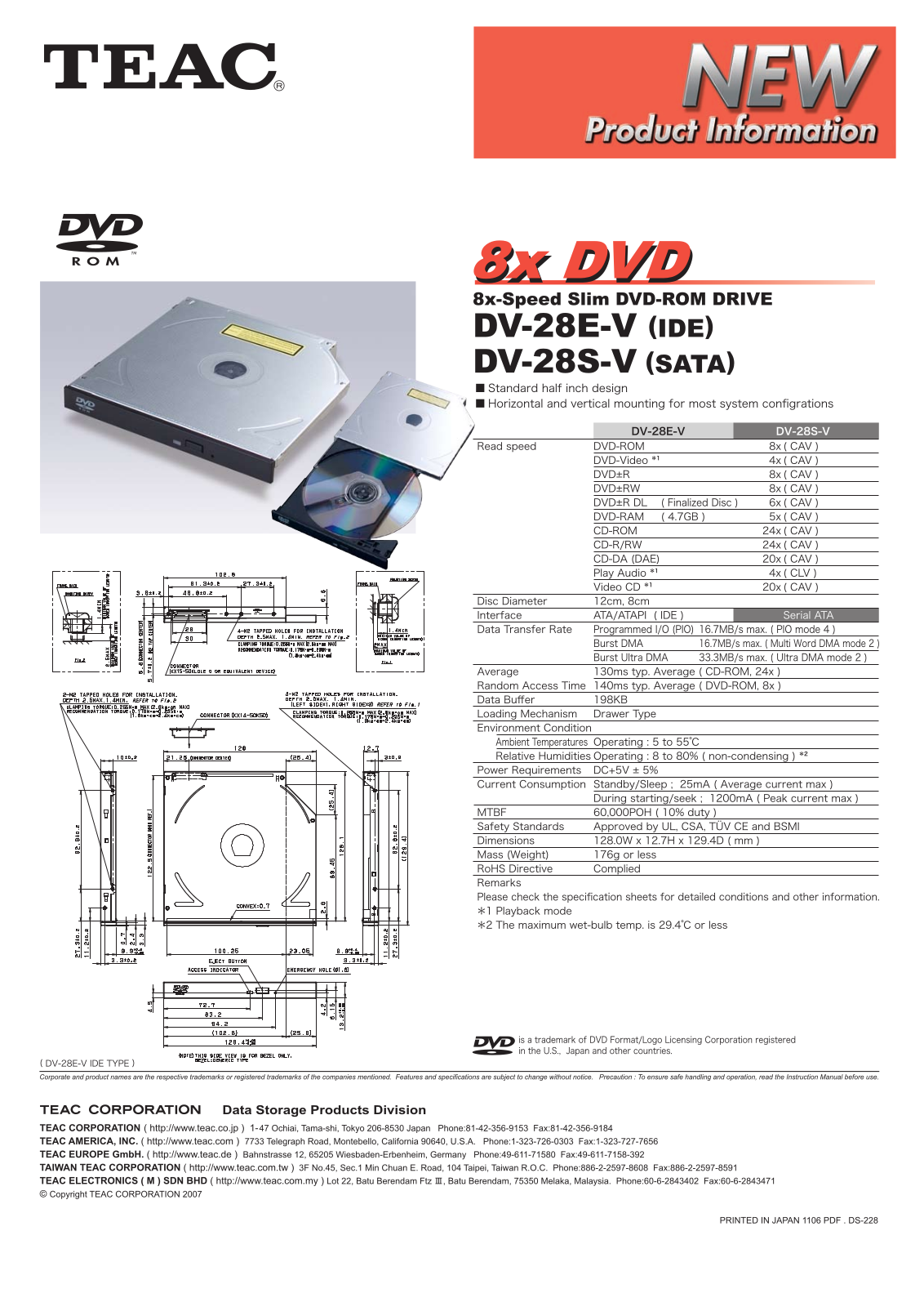 Teac DV-28S-V, DV-28E-V User Manual