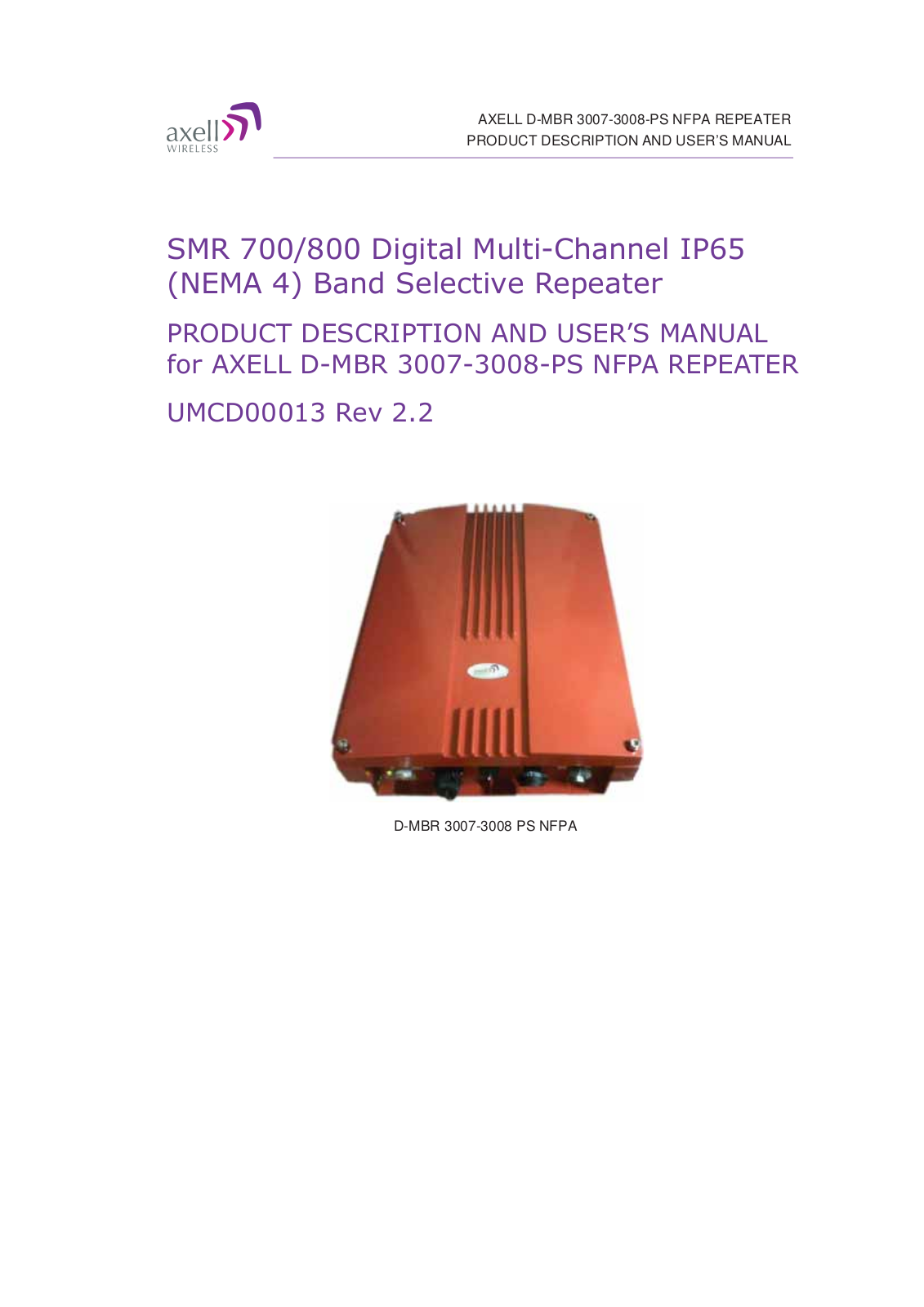 Axell Wireless DMBA30073008PS User Manual