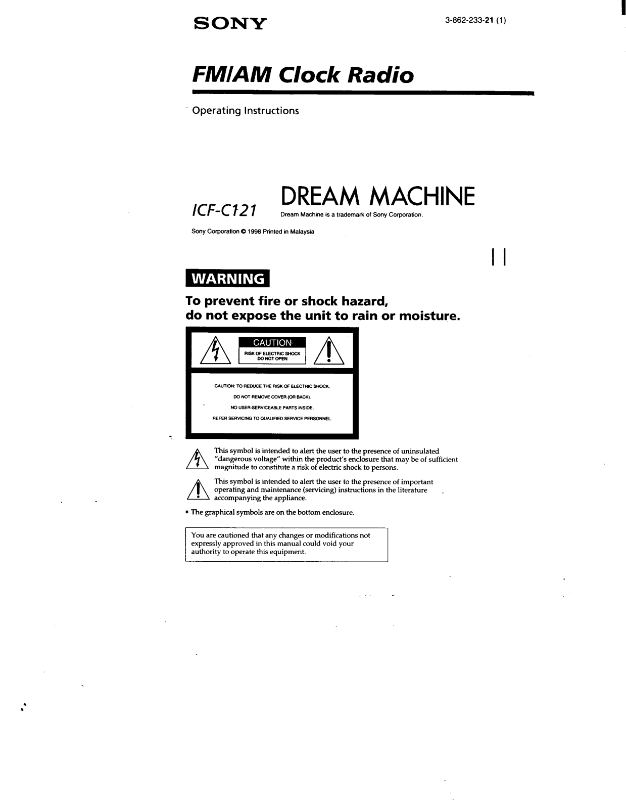 Sony ICF-C121 Operating Instruction