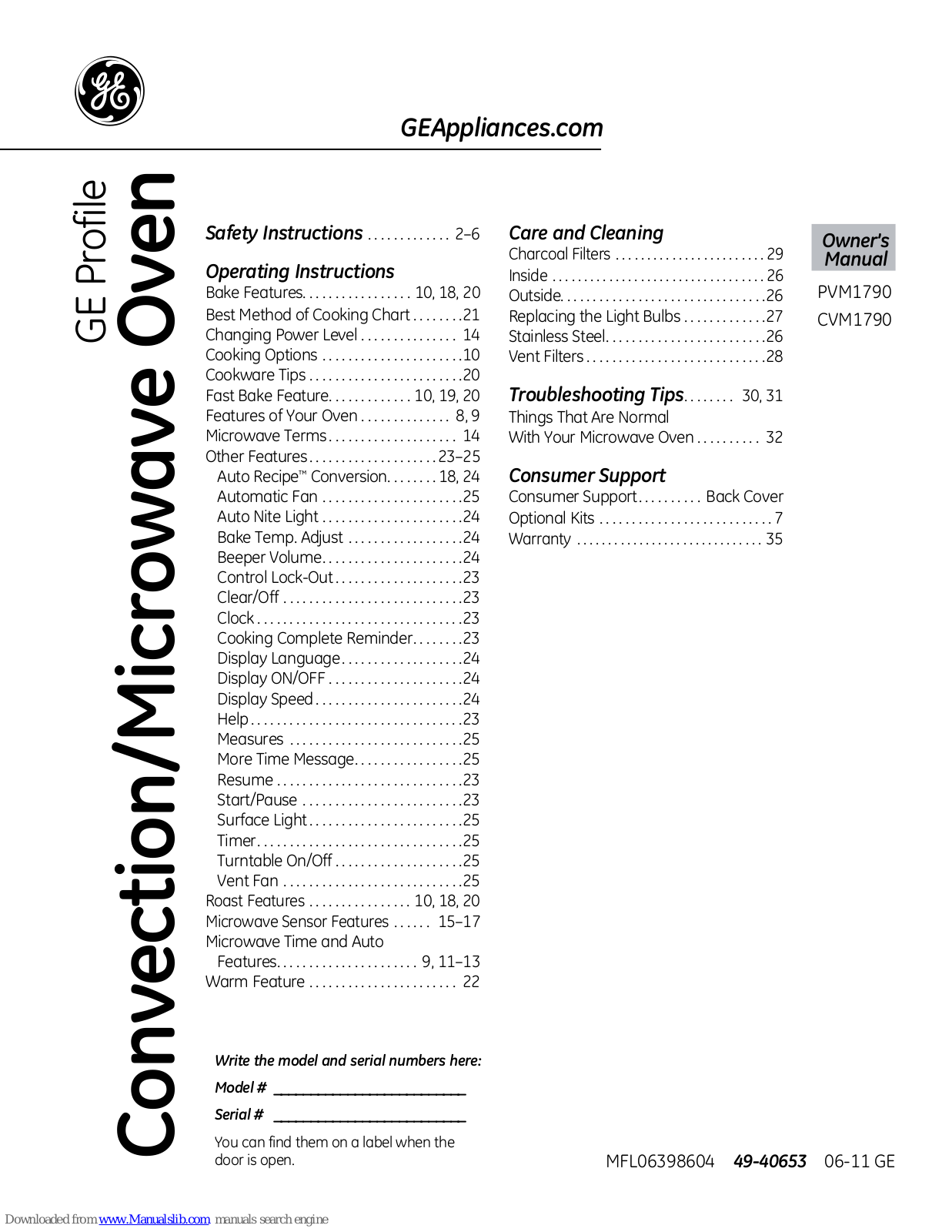 GE CVM1790SS, Profile PVM1790SRSS, CVM1790SSSS, PVM1790DRWW, PVM1790DRCC Owner's Manual