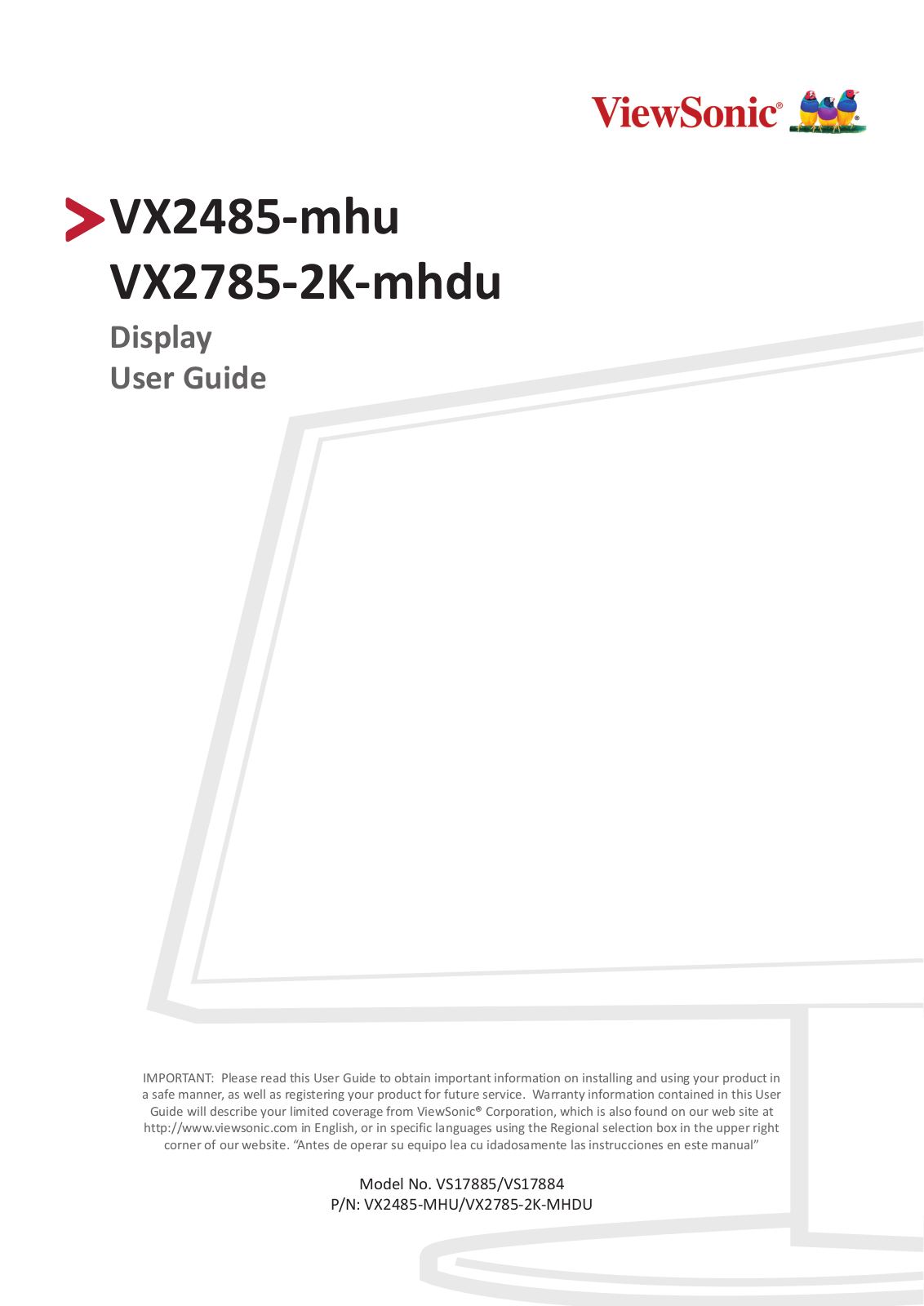 ViewSonic VX2485-mhu, VS17885, VS17884 User Manual