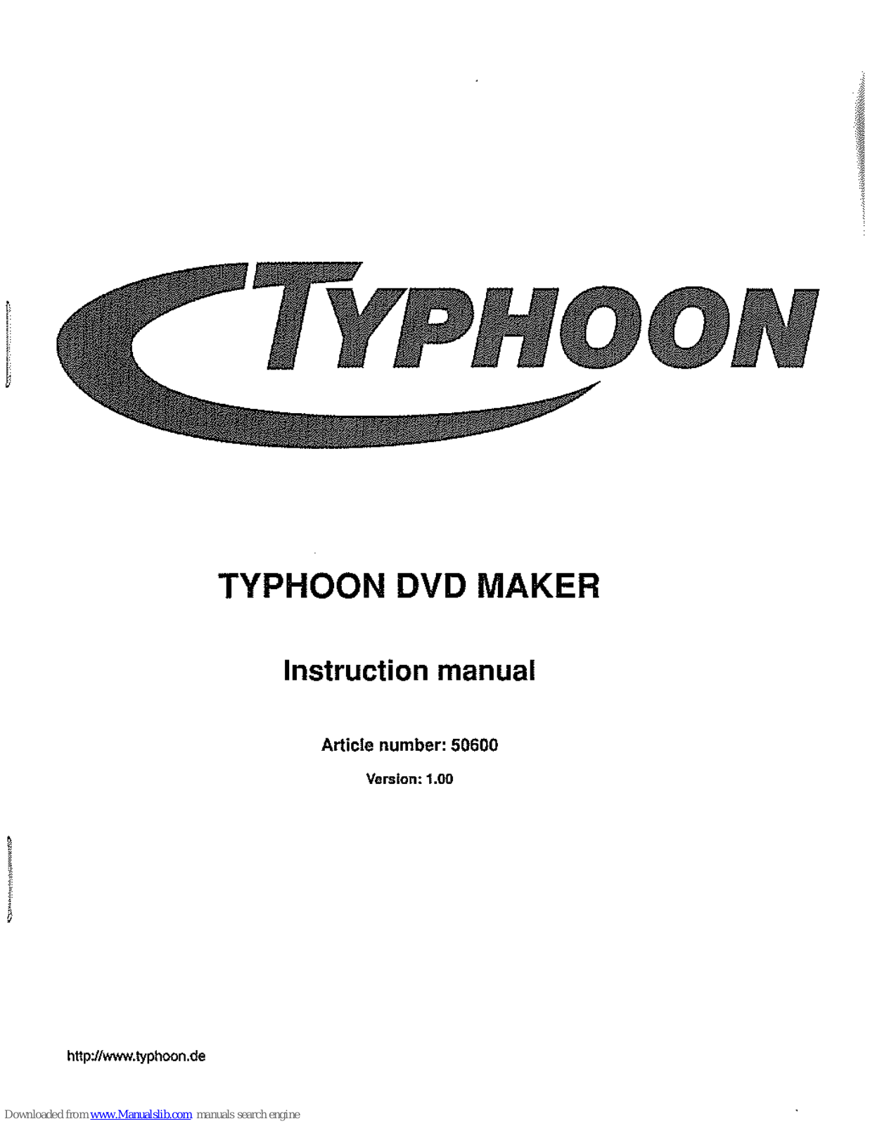 TYPHOON 50600 Instruction Manual