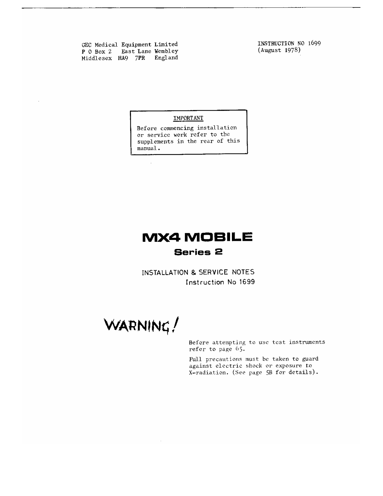 GEC MX-4 Mobile Service manual