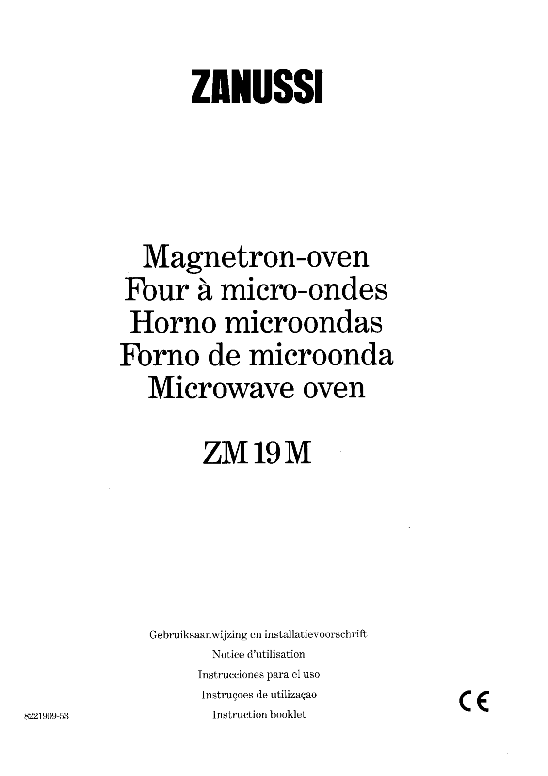 Zanussi ZM19M Instruction booklet