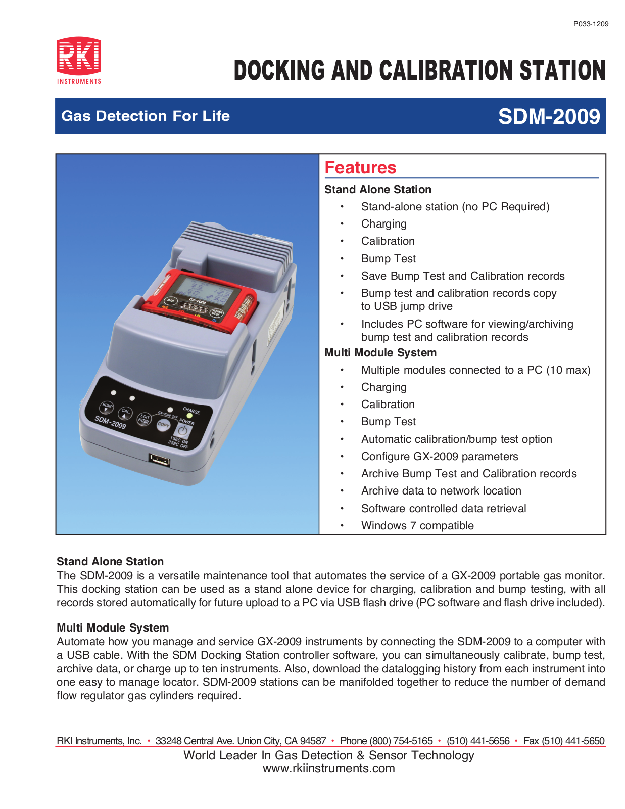 RKI Instruments SDM-2009 Specifications