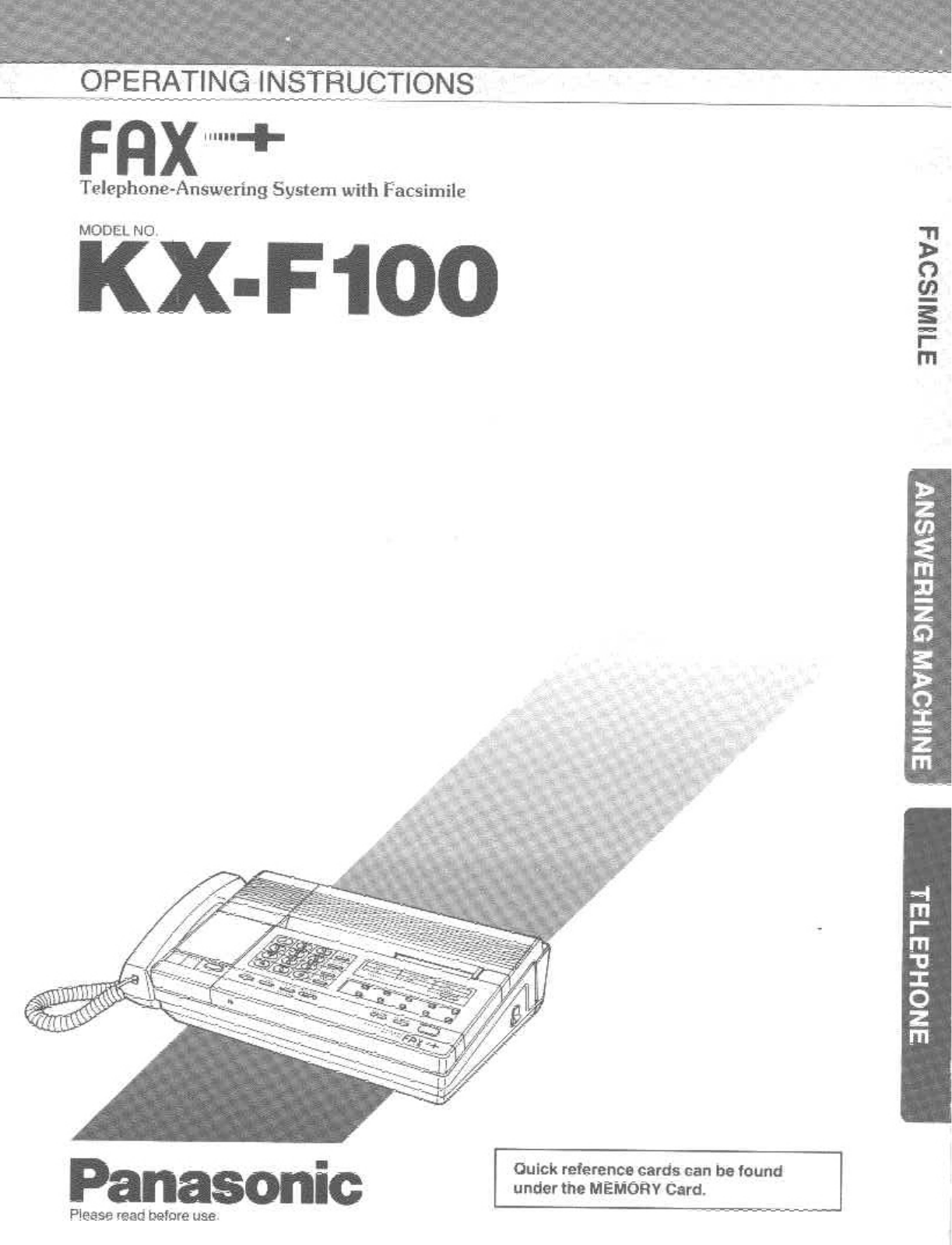 Panasonic KX-F100 User Manual