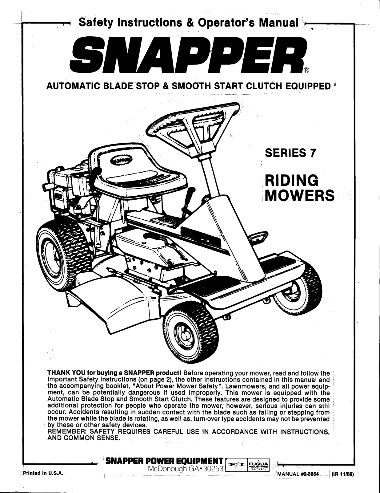 Snapper WHA XS User Manual