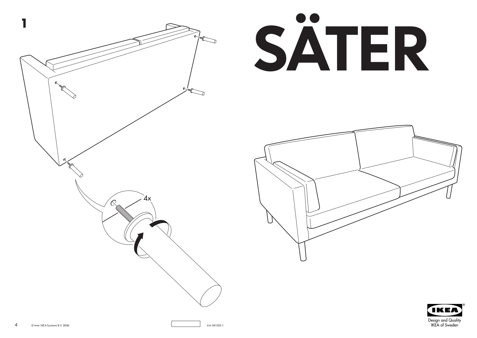 IKEA SÄTER 2.5-SEAT SOFA User Manual