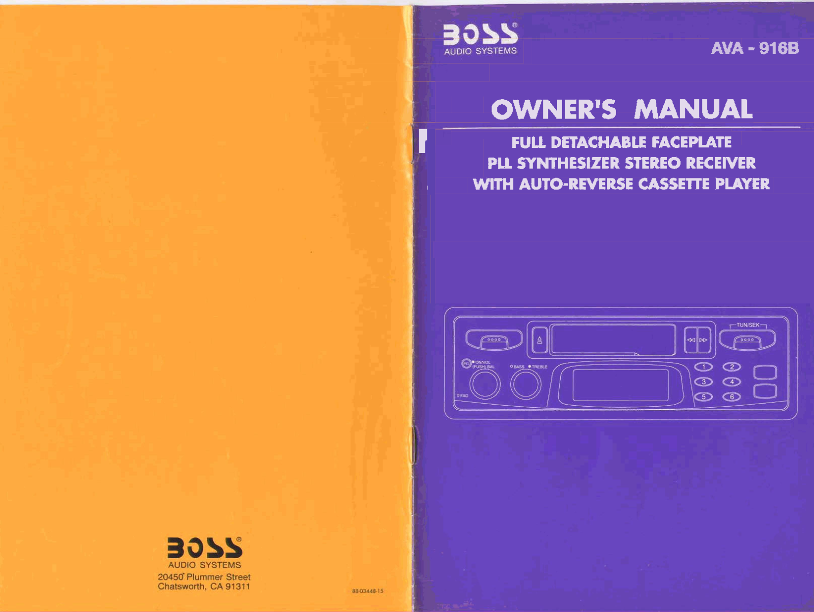 Boss Audio AVA-916B Owner Manual