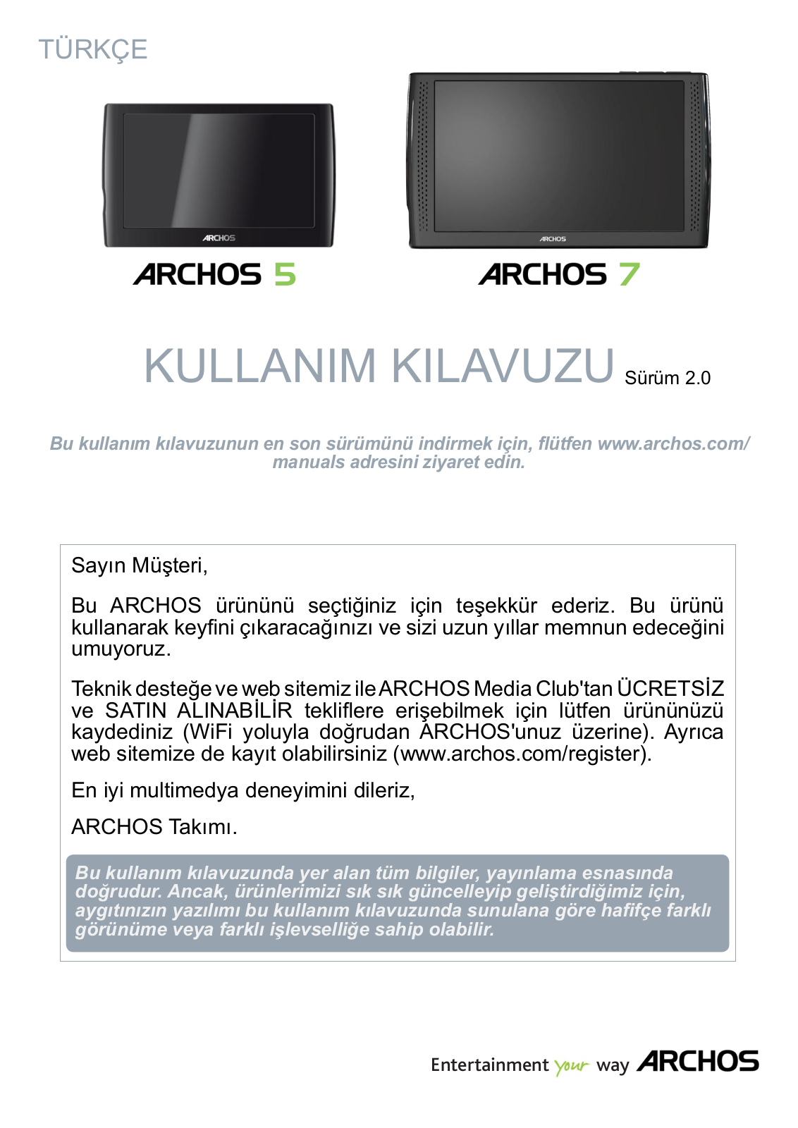 Archos 5, 5G, 7 User Manual