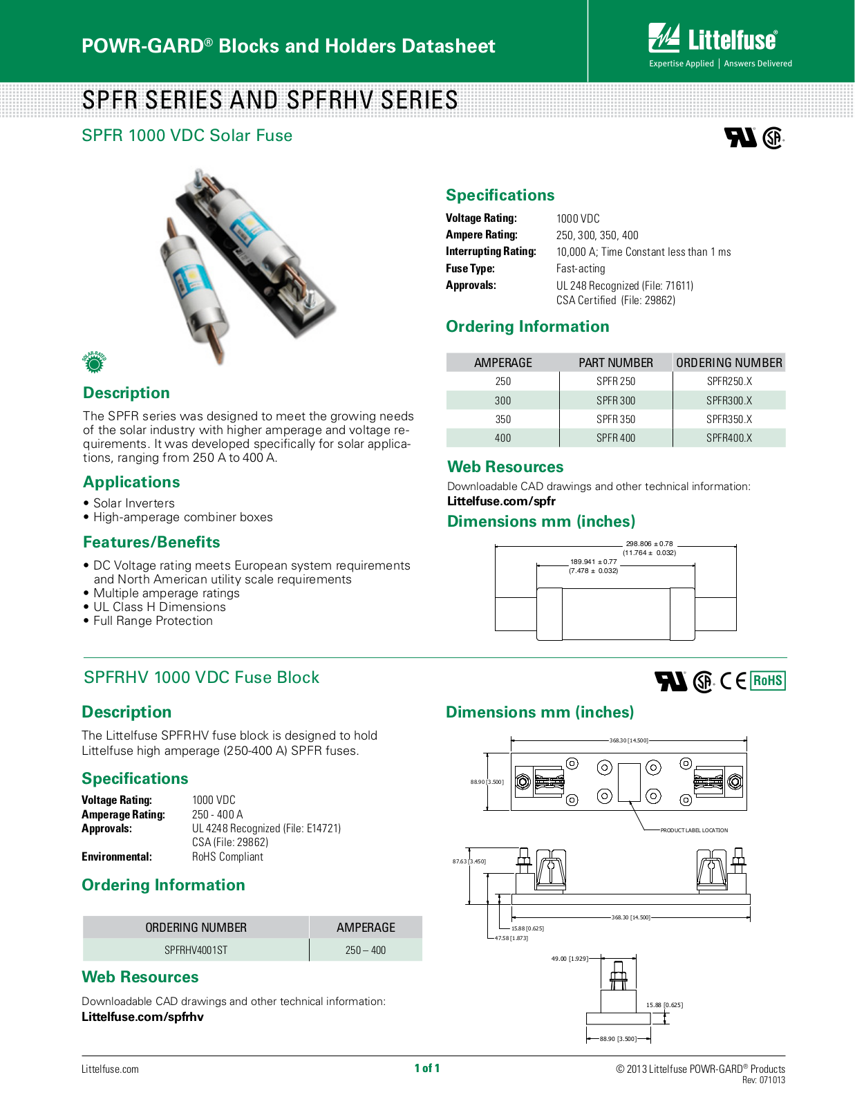 Littelfuse SPFR User Manual