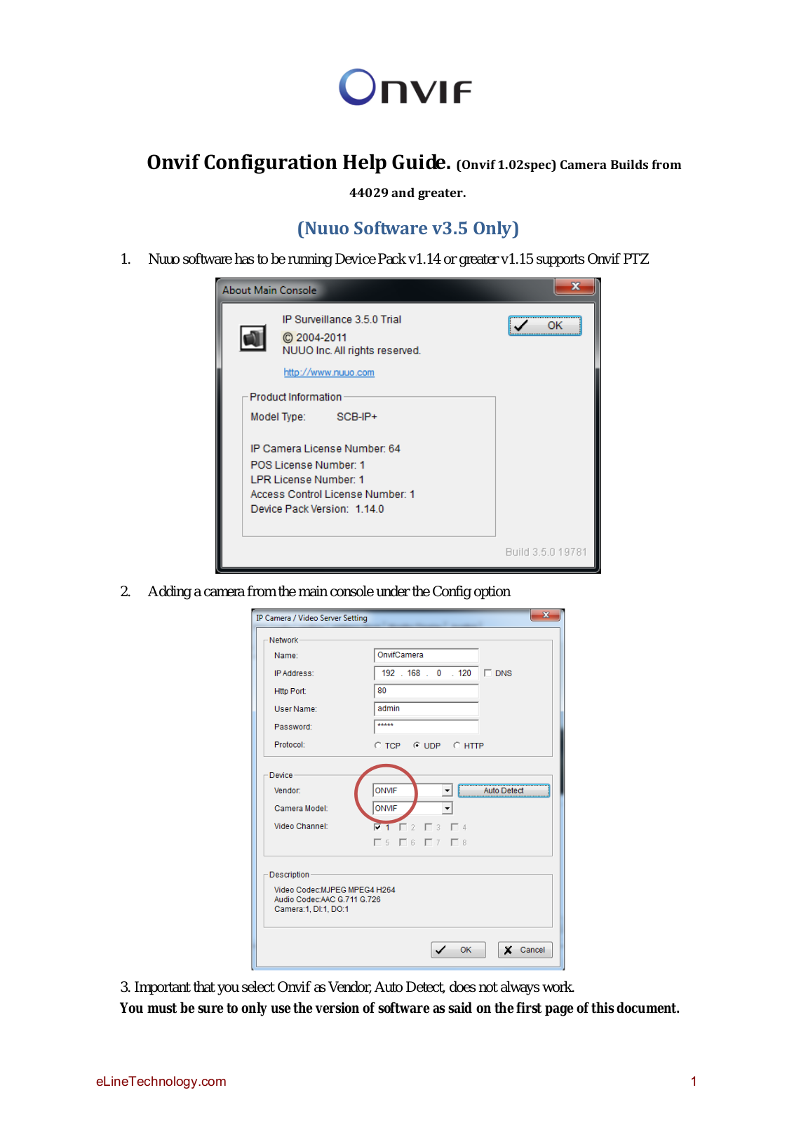 eLine Technology SIP NUUO User Manual