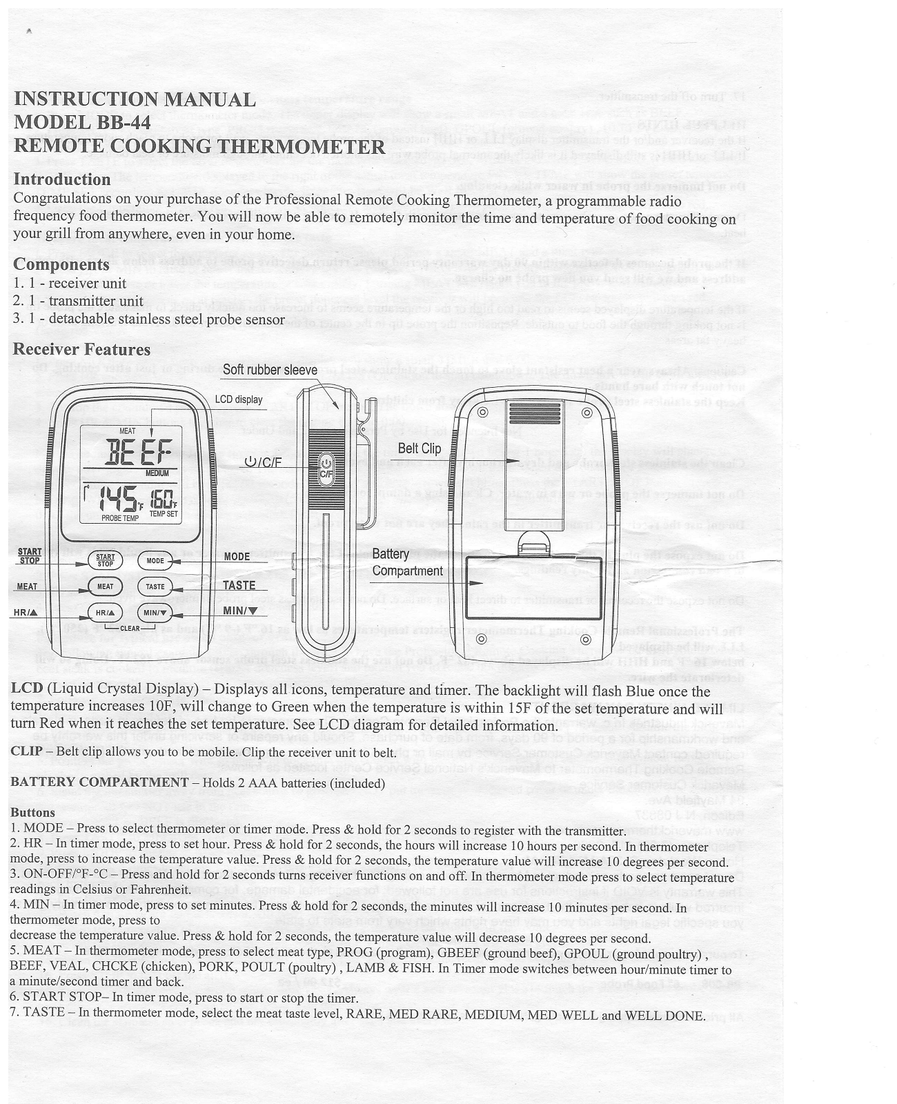 Maverick BB-44 Instruction Manual - ManualMachine.com