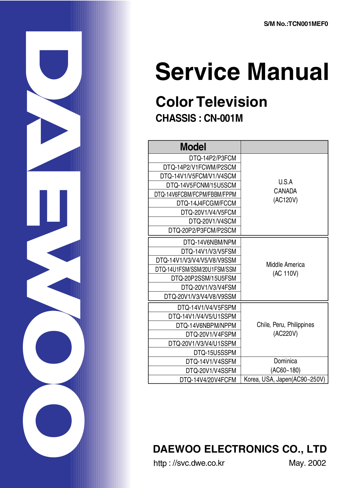 DAEWOO DTQ-15U5SSPM Service Manual