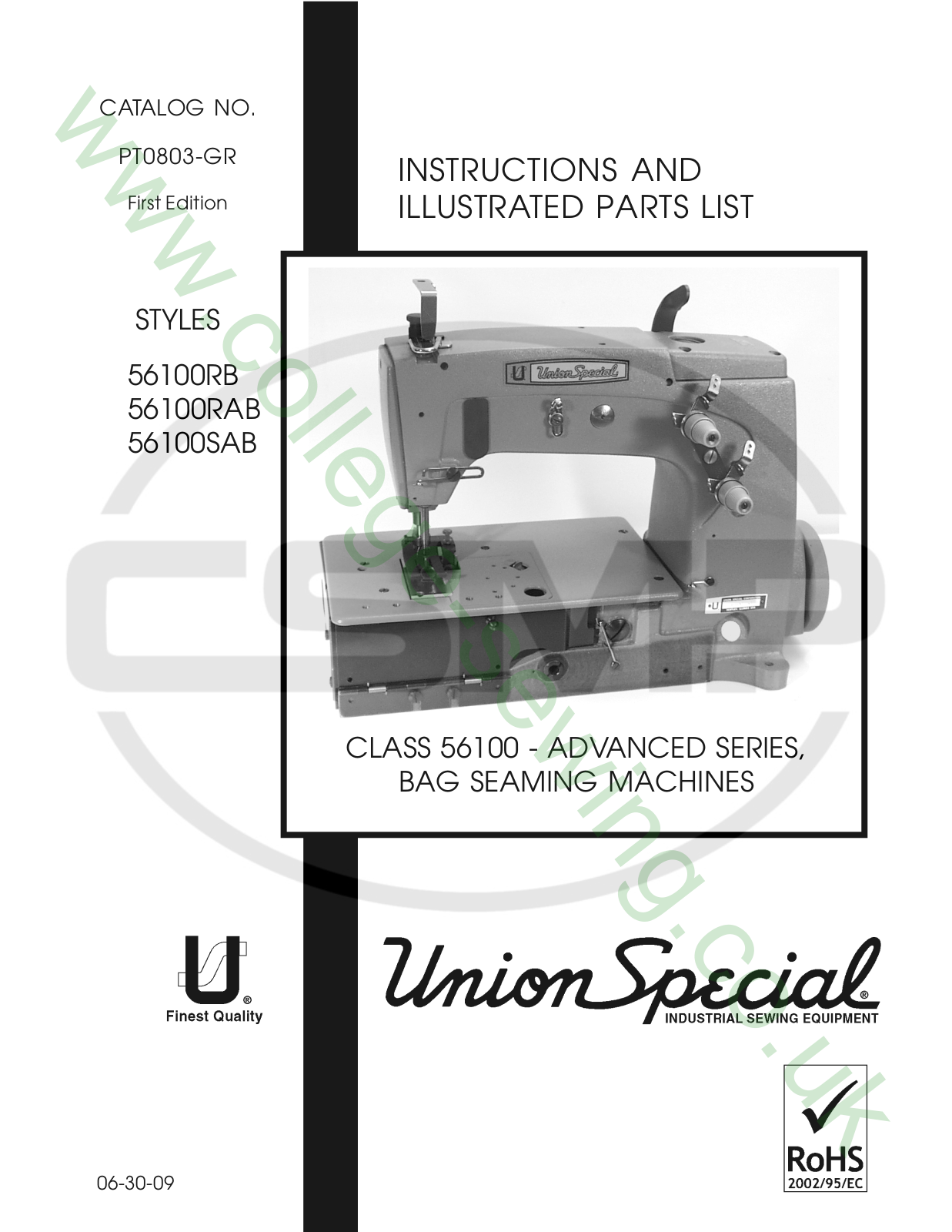 Union Special PT0803 GR Parts Book