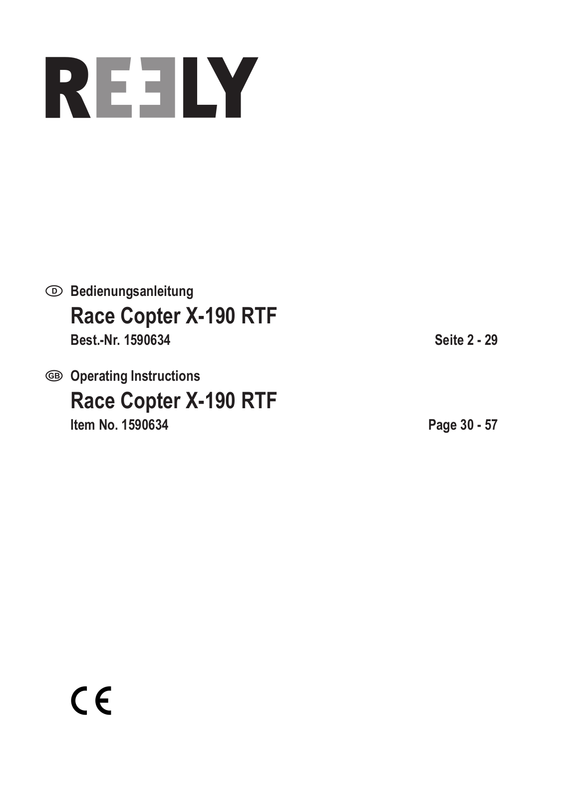 Reely Race Copter X-190 RTF User manual