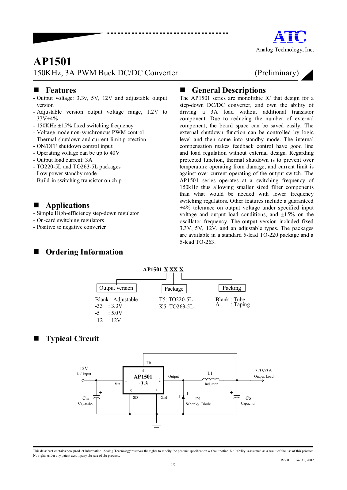 ATC AP15012T5, AP15012K5A, AP1505K5A, AP1505K5, AP15015T5A Datasheet