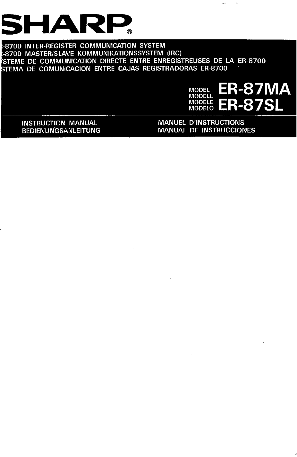 Sharp ER-87MA User Manual