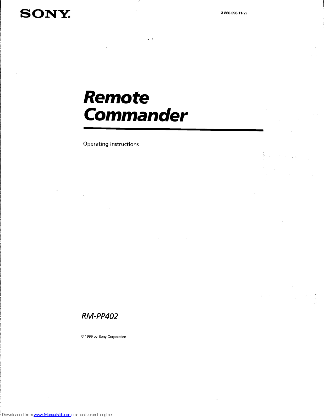 Sony RM-PP402 Operating Instructions (primary manual) Operating Instructions Manual