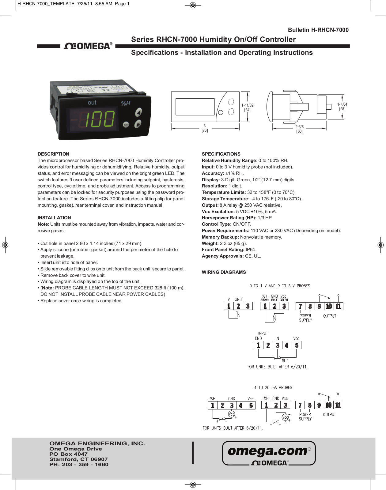 Omega RHCN-7000 User Manual