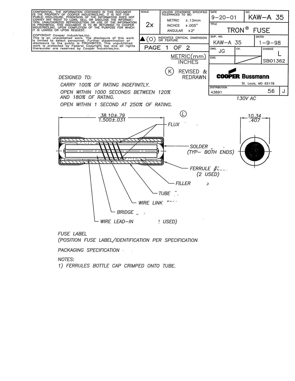 Bussmann KAW-A Data Sheet