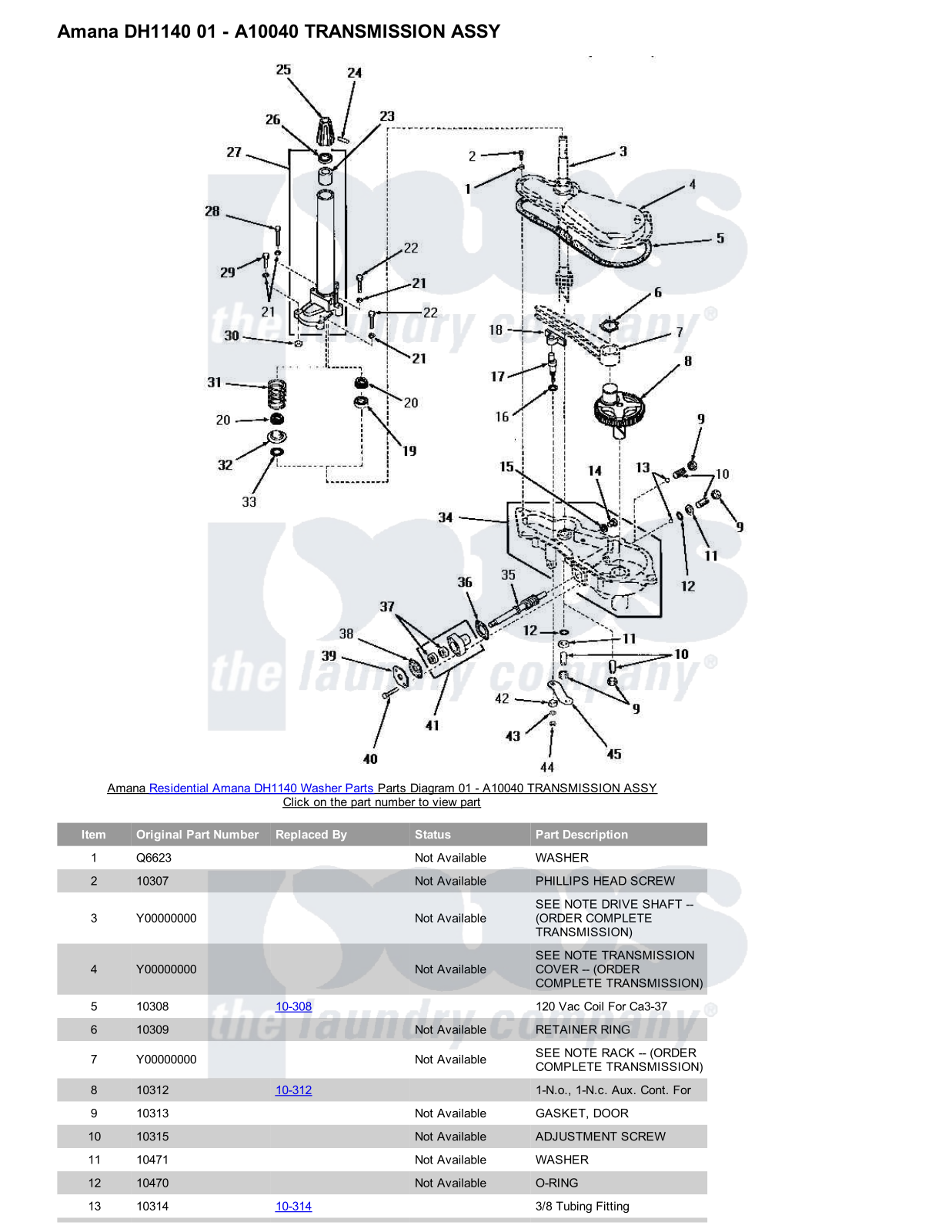 Amana DH1140 Parts Diagram