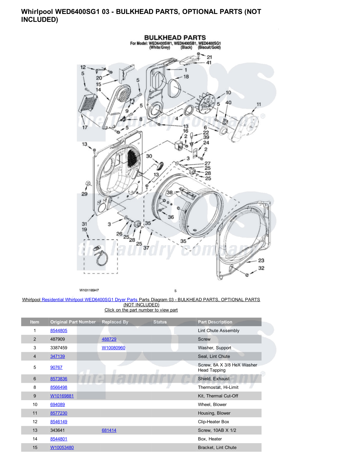 Whirlpool WED6400SG1 Parts Diagram