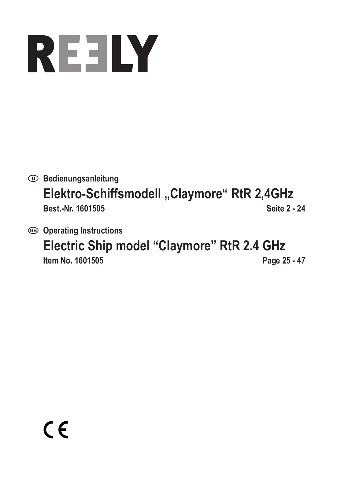 Reely Claymore User manual